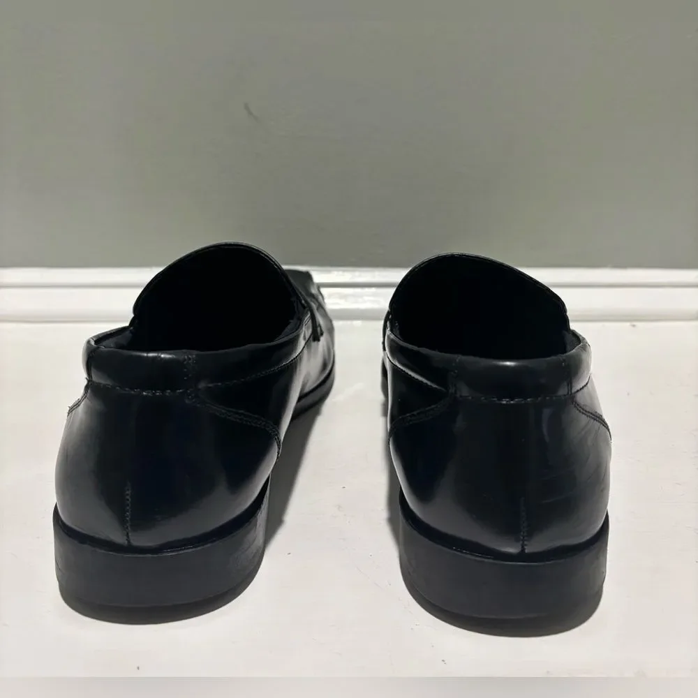 Slip-In Black Leather Cade Bike Toe Dress Shoe by Stacy Adams  -size 9.5